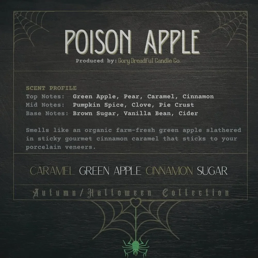 Poison Apple Wickless Candle: Caramel Green Apple Cinnamon Sugar Scent